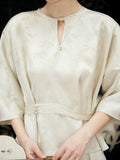 Adagio 2-Piece Apricot Jacquard Cheongsam Set