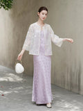 Twilight Light Taro Purple Relaxed Fit Cheongsam Top
