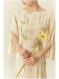Sparkle Champagne Mulberry Silk Cheongsam Dress