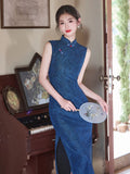 Bliss Klein Blue Slim-Fit Cheongsam