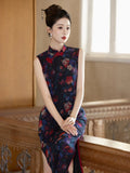 Larimar Floral Print Sleeveless Cheongsam