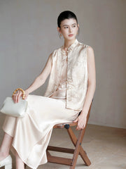 Vogue Vest Light Pink Apricot Cheongsam