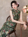 Rosalinda Green Sleeveless Cheongsam Dress