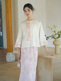 Katarina Cloud White Loose Cheongsam Top