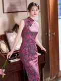 Zinnia Fuchsia Lace Cheongsam Dress