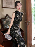 Tender Black Lace Jacquard Cheongsam Dress