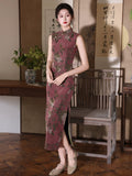Ava Wine Vintage Lace Cheongsam Dress