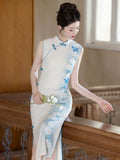 Romana Bamboo Pattern Sleeveless Cheongsam Dress