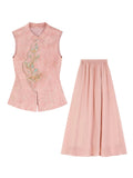 Ming 2-Piece Jacquard Linen Cheongsam Set