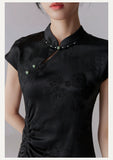 Isolde Black Jacquard Cheongsam Skirt