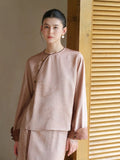 Emerald Crabapple Brown Jacquard Cheongsam Set