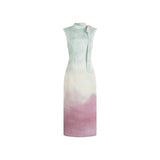 Joy Gradient Satin Cheongsam Dress