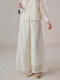 Yuan Black Viscose Wide-Leg Pants Cheongsam