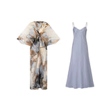 Sodalite Ink-Splash Print Cheongsam Dress