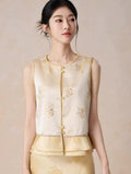 Canvas 2-Piece Light Yellow Jacquard Cheongsam Top