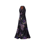 Unakite Floral Print Halter Cheongsam Dress