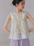 Freesia Floral Embroidered Loose Qipao Vest