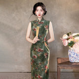 Rosalinda Green Sleeveless Cheongsam Dress