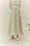 Narcissus 2-Piece Gray Green Jacquard Cheongsam Set
