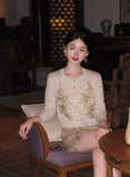 Rosalinda 2-Piece Floral Embroidered Cheongsam Set