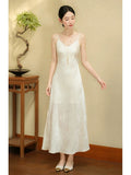 Unakite Beige Sequin Embroidered Cheongsam Top