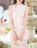 Gina Pink Lace Jacquard Cheongsam