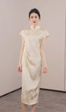 Radiance Apricot Jacquard Cheongsam Dress