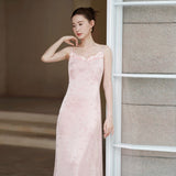 Lila Soft Pink Cheongsam Overlay or Slip Dress