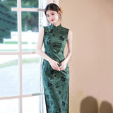 Sura Lace Mesh Green Cheongsam