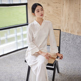 Mimosa Light Blue Jacquard Cheongsam Top