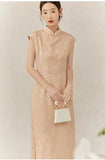Peridot Pink Jacquard Cheongsam Dress