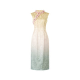 Citrine Floral Jacquard Cheongsam Dress
