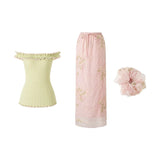 Blanche 2-Piece Lace Off-Shoulder Cheongsam Set