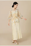Raffaella 2-Piece Yellow Silk Cheongsam Set