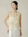 Yasmin Sage Green Embroidered Silk Vest Cheongsam