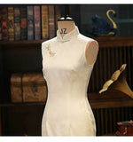 Odile White Polyester Cheongsam Dress