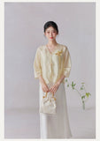 Kendra V-Neck Yellow Relaxed Cheongsam Top