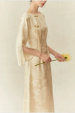 Sparkle Champagne Mulberry Silk Cheongsam Dress