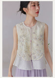 Freesia Floral Embroidered Loose Qipao Vest