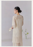 Nebula Apricot Lace Jacquard Cheongsam Dress