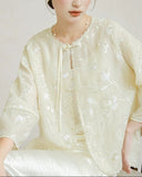 Lily Beige Sequin Embroidered Cheongsam Coat