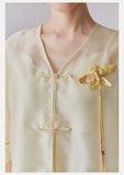 Kendra V-Neck Yellow Relaxed Cheongsam Top