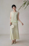 Seraphina Light Green Embroidered Vest Cheongsam