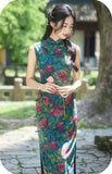 Allegro Floral Green Cheongsam Dress
