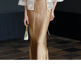 Allure Lace Embroidered Crabapple Brown Short Cheongsam Coat