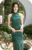Annabella Green Velvet Cheongsam Dress