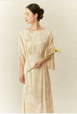 Sparkle Champagne Mulberry Silk Cheongsam Dress