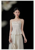 Zenobia Beige Lace Jacquard Cheongsam Top