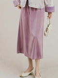 Emerald Purple Jacquard Velvet Cheongsam Skirt