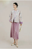Emerald Purple Jacquard Velvet Cheongsam Skirt
